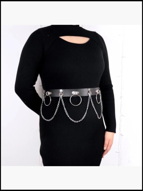 Plus Size Faux Leather Harness Waist Belt Studded Decor Adjustable main image 3